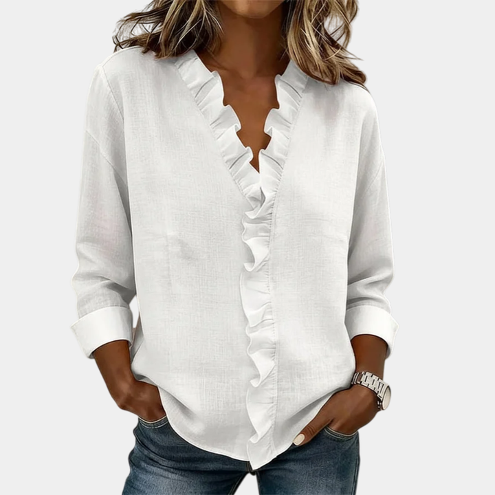 Flavie | Blouse avec décolleté en V et volants délicats