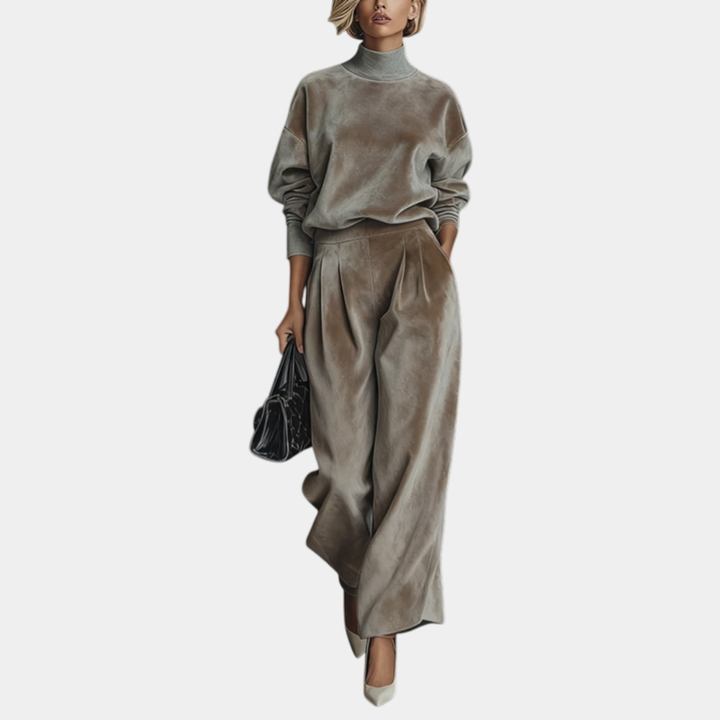 Aurélie | Ensemble en velours casual à col haut pour femme