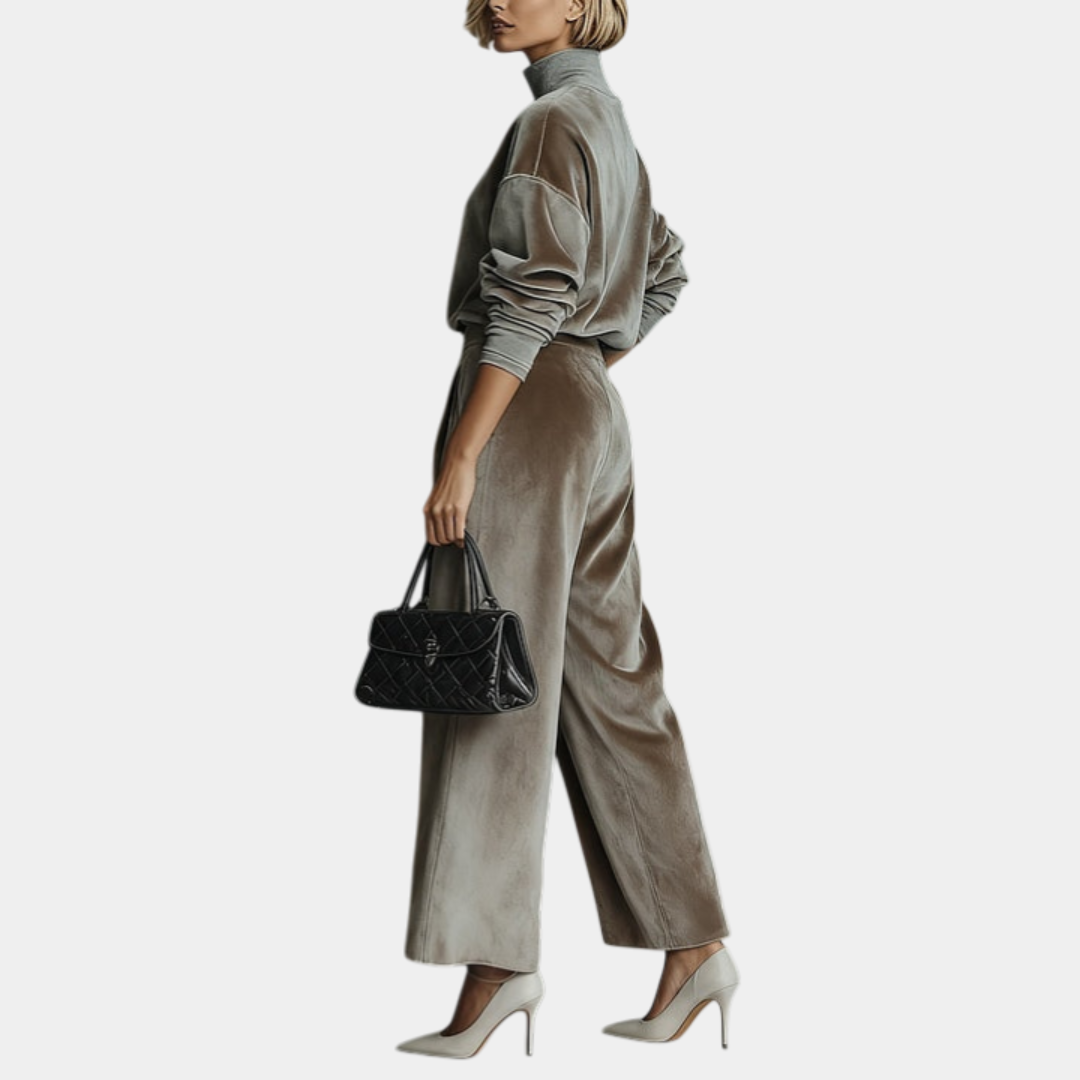 Aurélie | Ensemble en velours casual à col haut pour femme