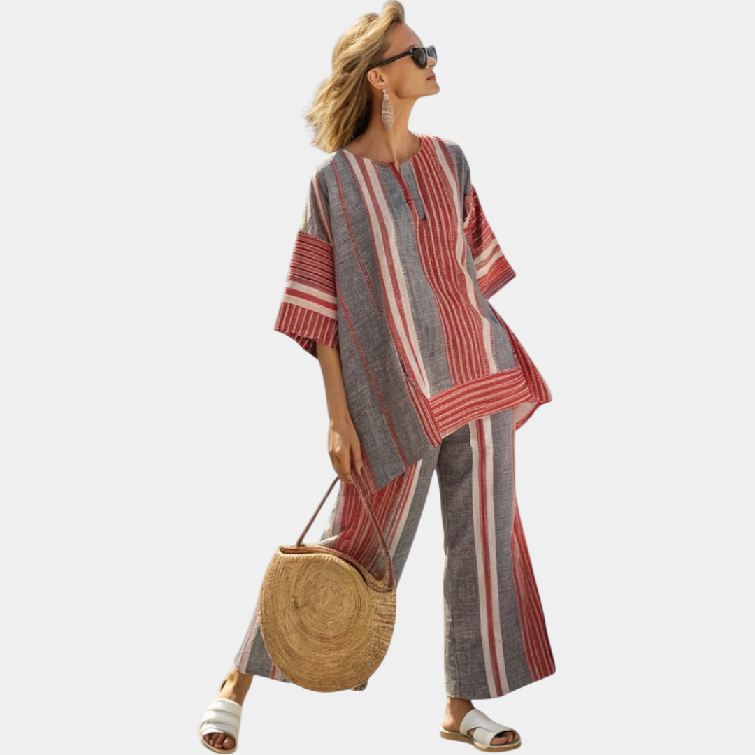 Lyna | Gris Élégant Et Pantalon À Jambes Larges