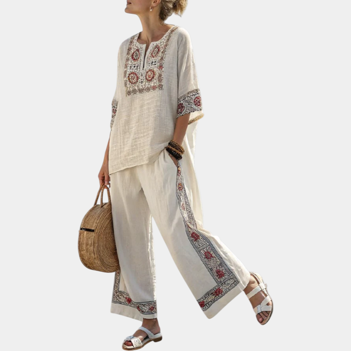 Tiziana | Blouse brodée essentielle et pantalons larges