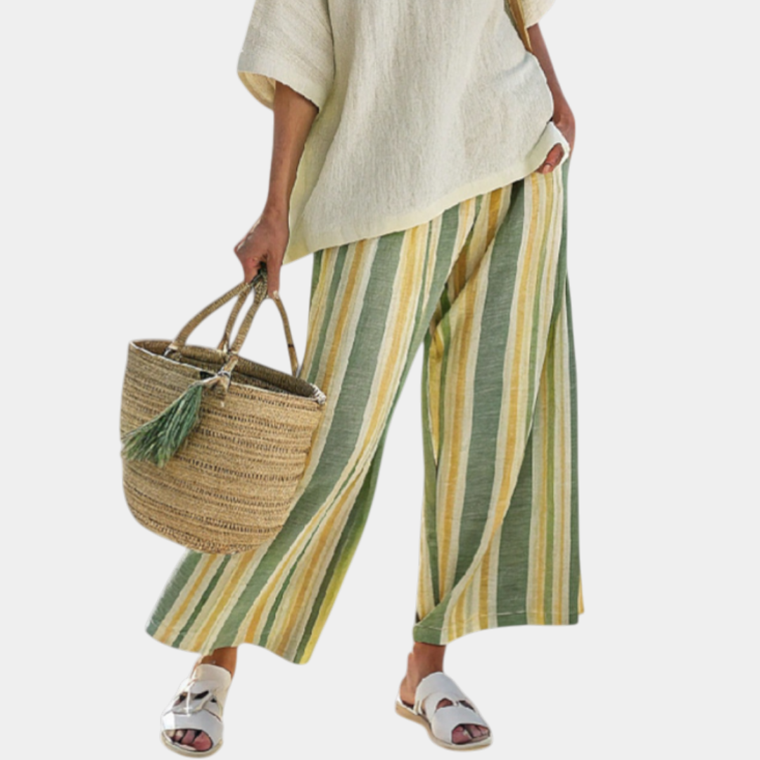 Caterina | Haut Sophistiqué Et Pantalon À Rayures
