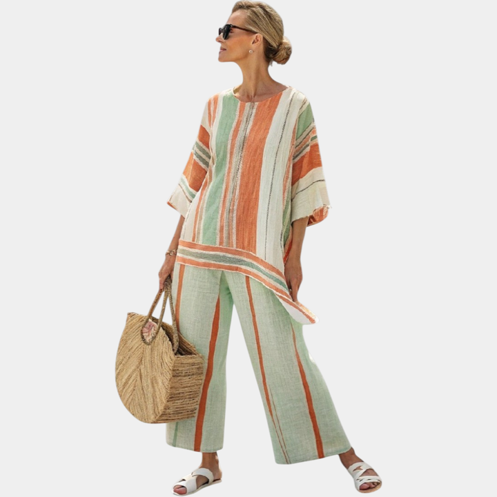 Elisabetta | Haut Asymétrique Élégant Et Pantalon À Jambes Larges