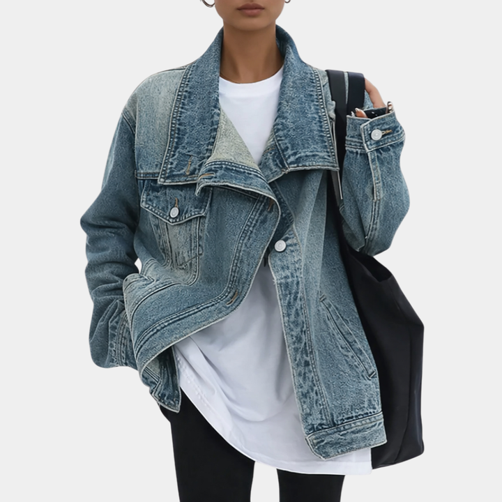 Lucie – Veste vintage délavée à col montant