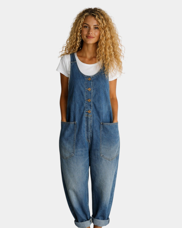 Lorena |  Salopette en denim coton vintage lavé
