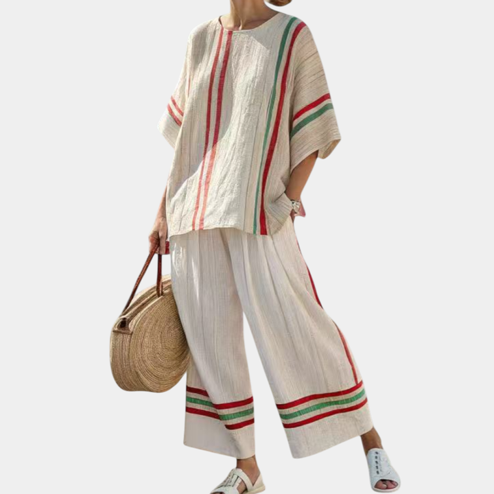 Noemi | Blouse boho imprimée et pantalons larges confortables