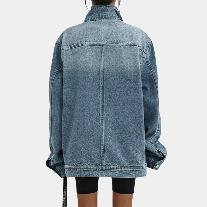 Lucie – Veste vintage délavée à col montant