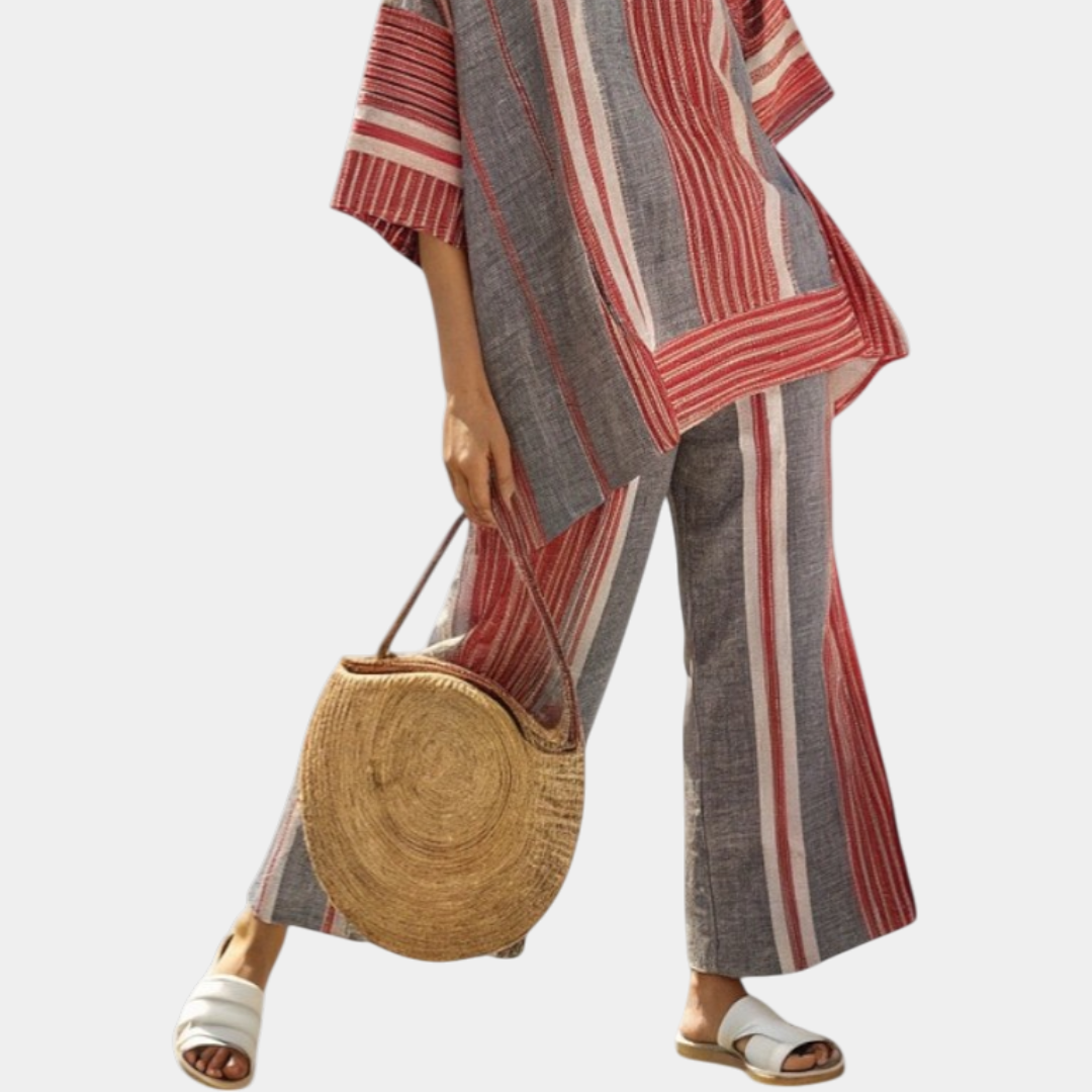 Lyna | Gris Élégant Et Pantalon À Jambes Larges