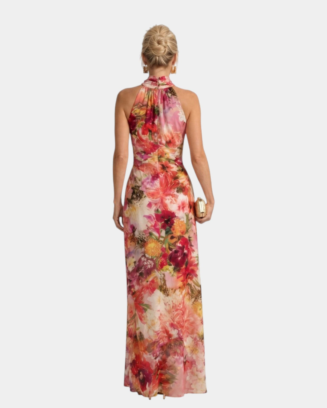 Cyanelle | Robe maxi fleurie à col halter