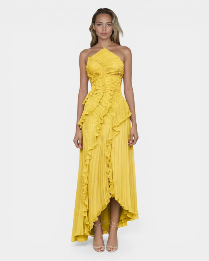 Féodora I Robe Maxi Asymétrique Lavande à Volants