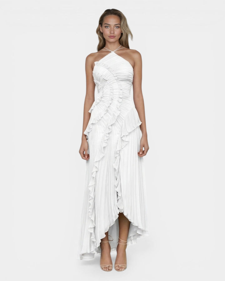 Féodora I Robe Maxi Asymétrique Lavande à Volants