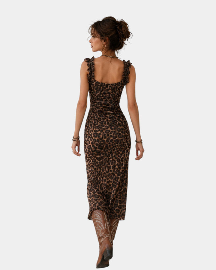Charlise | Robe midi léopard