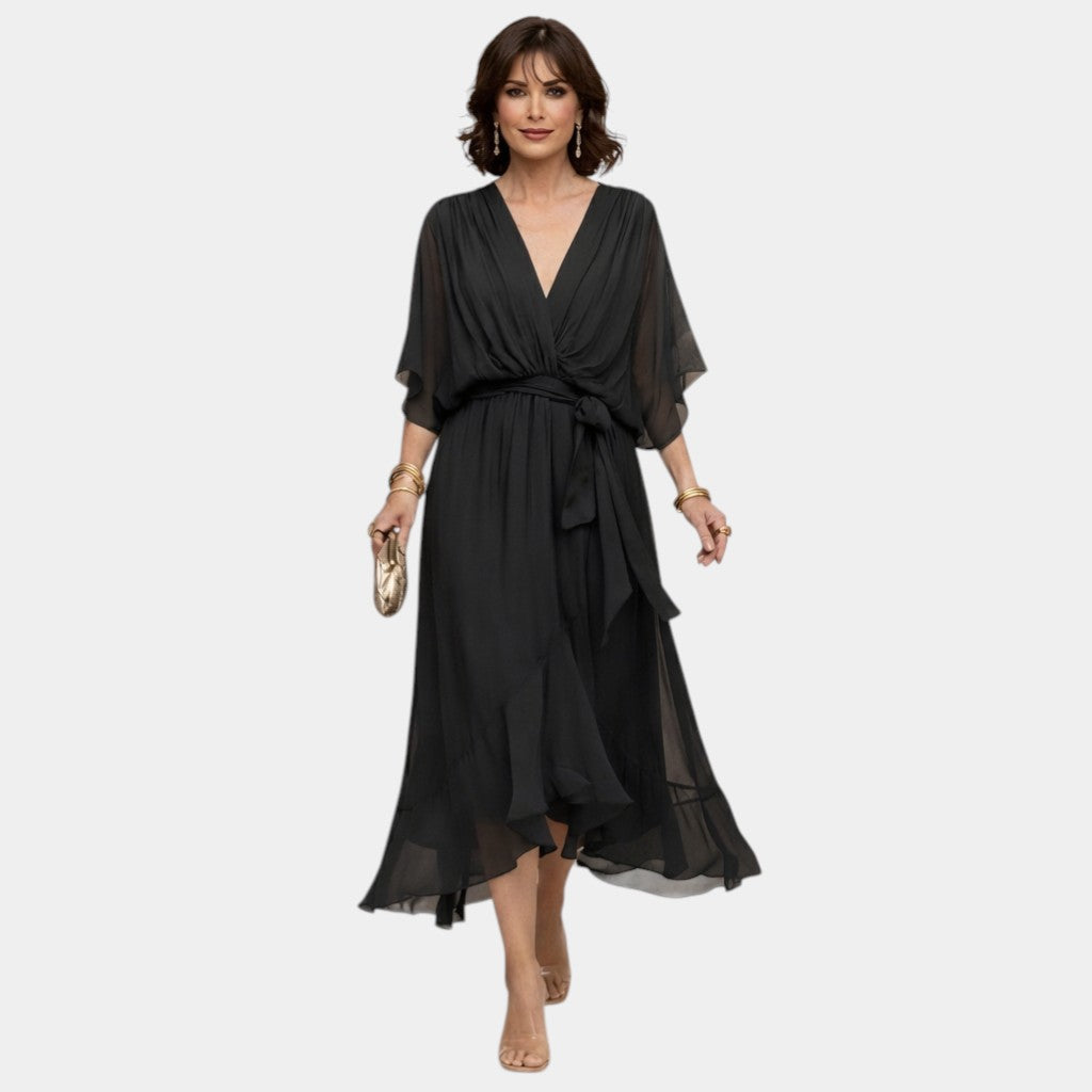Carmen | Robe en chiffon avec décolleté en V