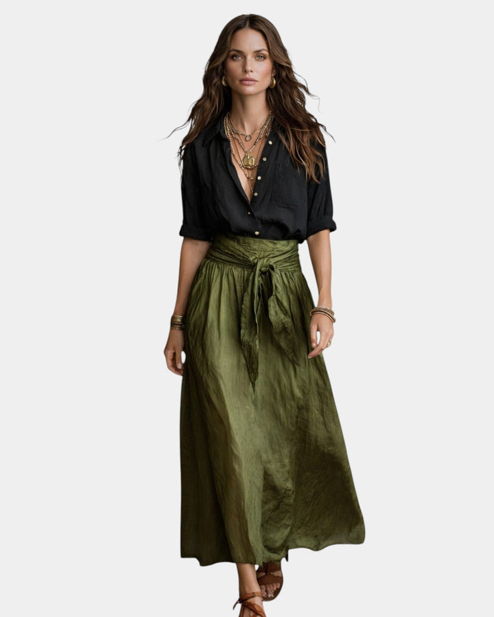 Dione | Jupe midi + chemise noire offerte