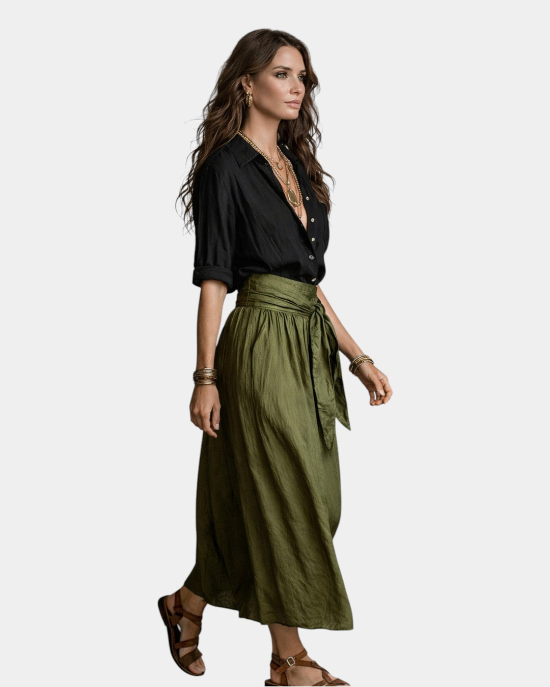 Dione | Jupe midi + chemise noire offerte