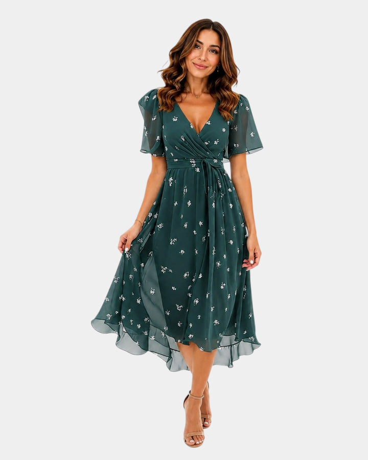 Mélisande | Robe fleurie à col en V
