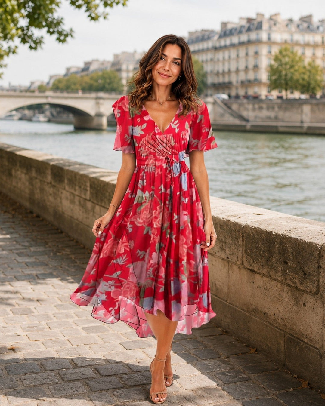 Mélisande | Robe fleurie à col en V