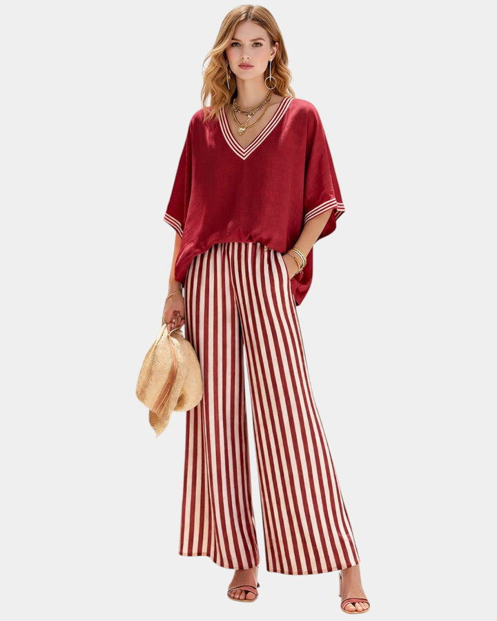 Tristane | Ensemble pantalon et blouse à rayures