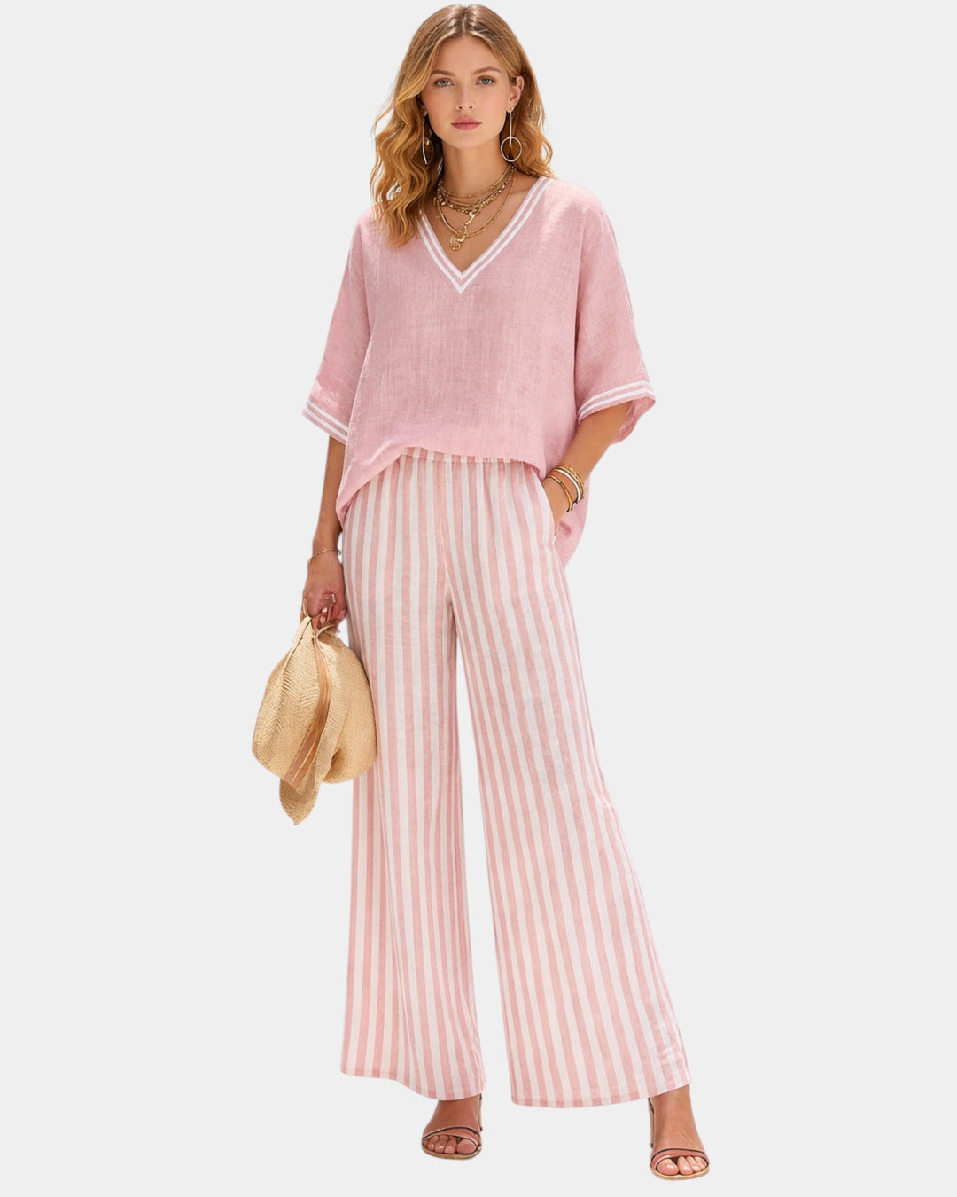 Tristane | Ensemble pantalon et blouse à rayures