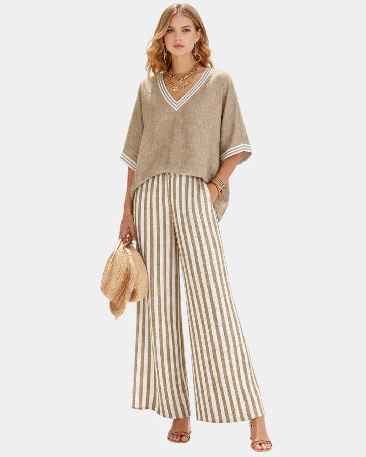 Tristane | Ensemble pantalon et blouse à rayures