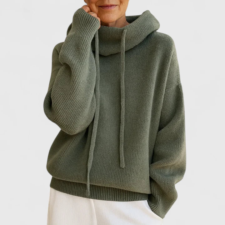 Marie | Pull Douillet avec Col Haut et Capuche