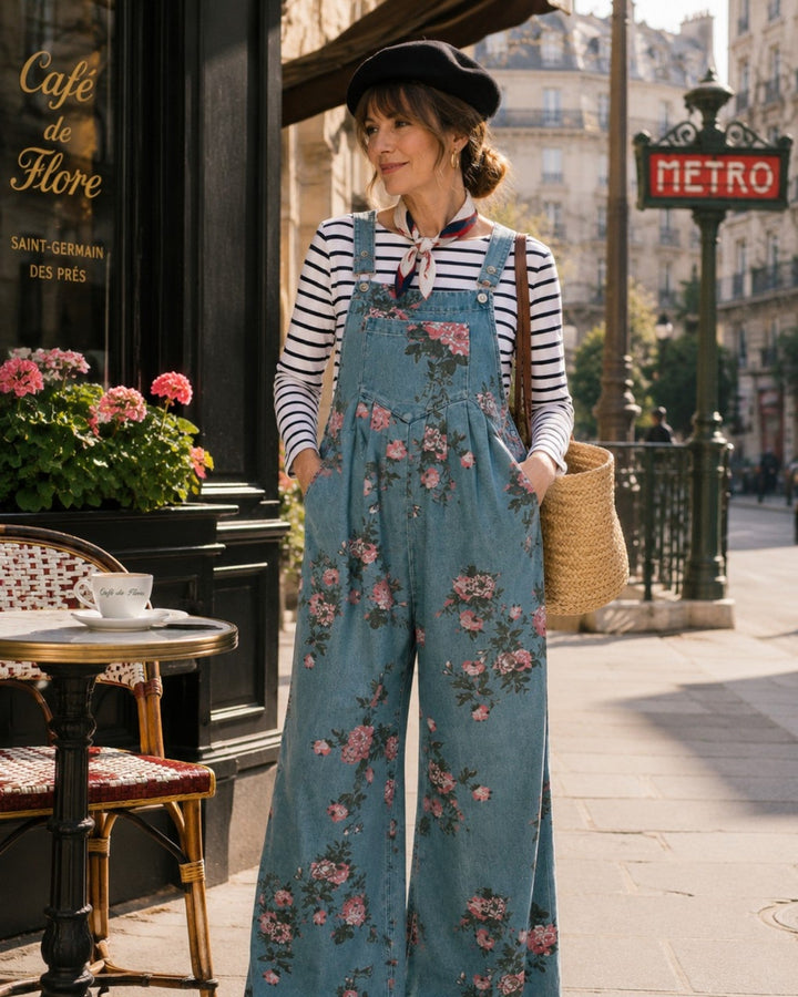 Norelle | Salopette en jean imprimé floral