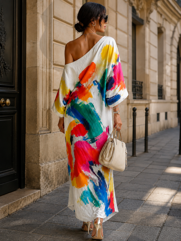 Paquerette | Robe maxi artistique à une épaule