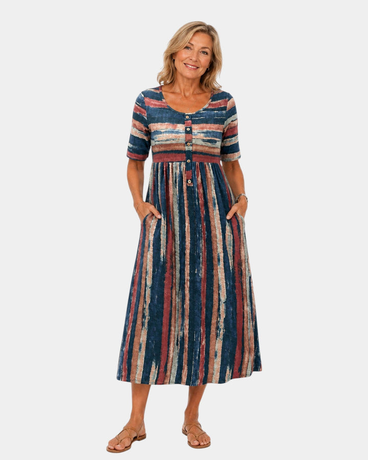 Wendoline | Robe midi élégante à rayures