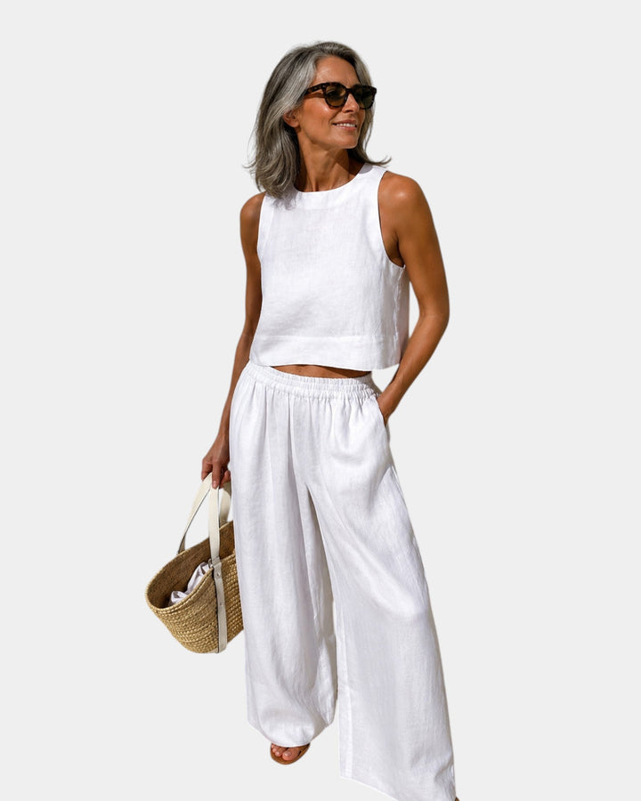 Shéhérazade | Ensemble blouse et pantalon en coton et lin