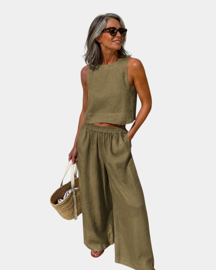 Shéhérazade | Ensemble blouse et pantalon en coton et lin