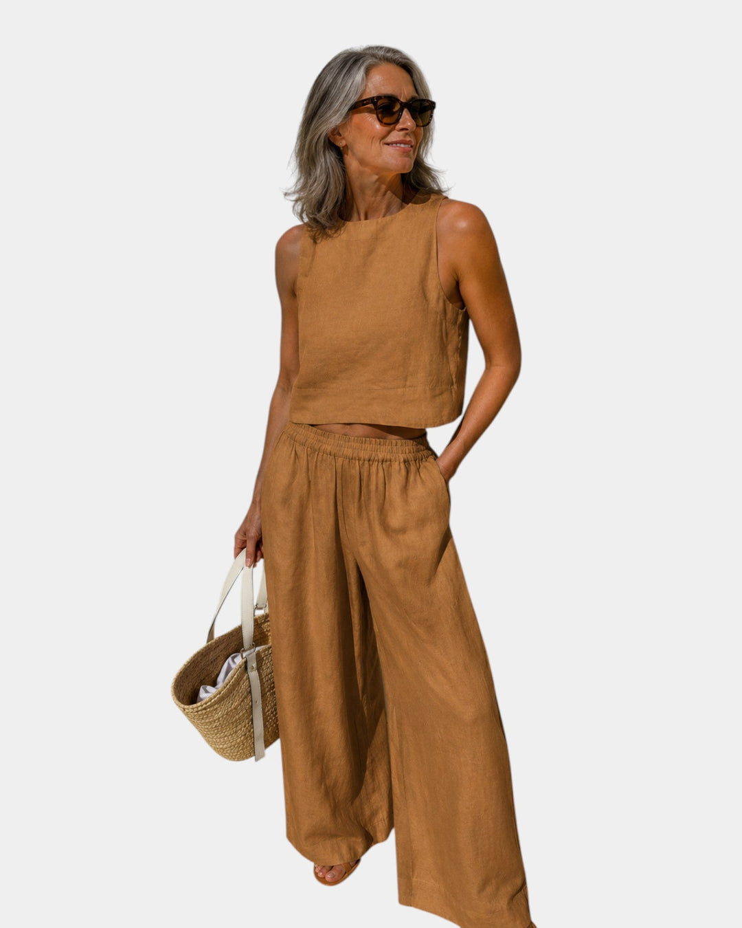 Shéhérazade | Ensemble blouse et pantalon en coton et lin