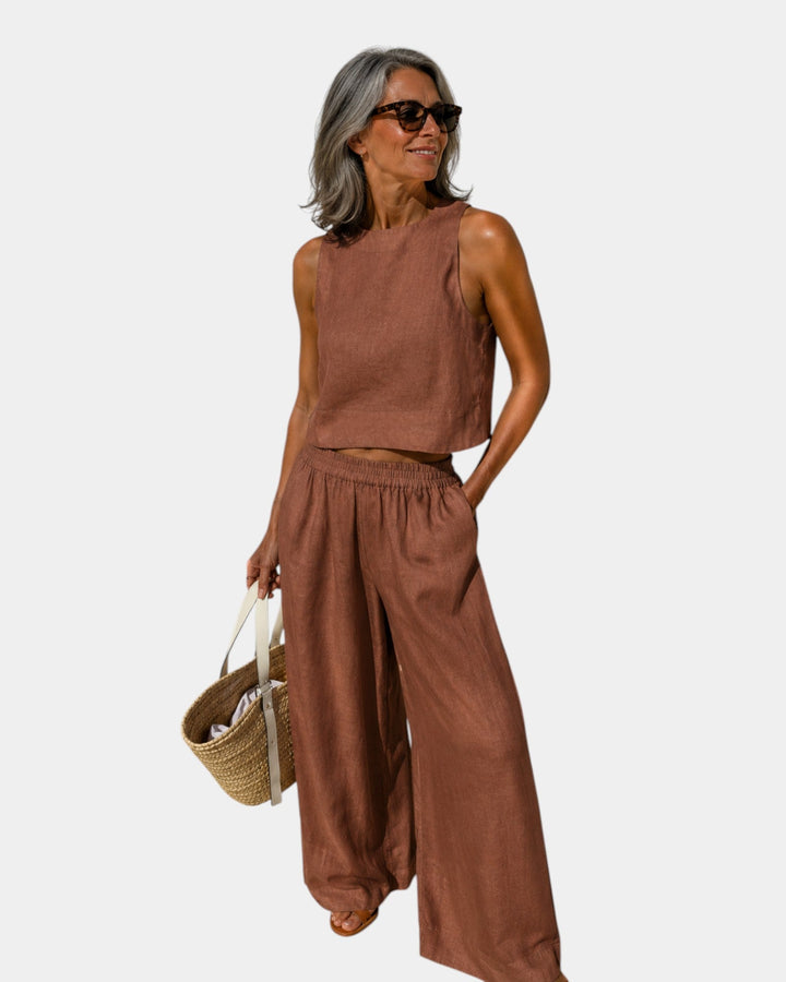Shéhérazade | Ensemble blouse et pantalon en coton et lin