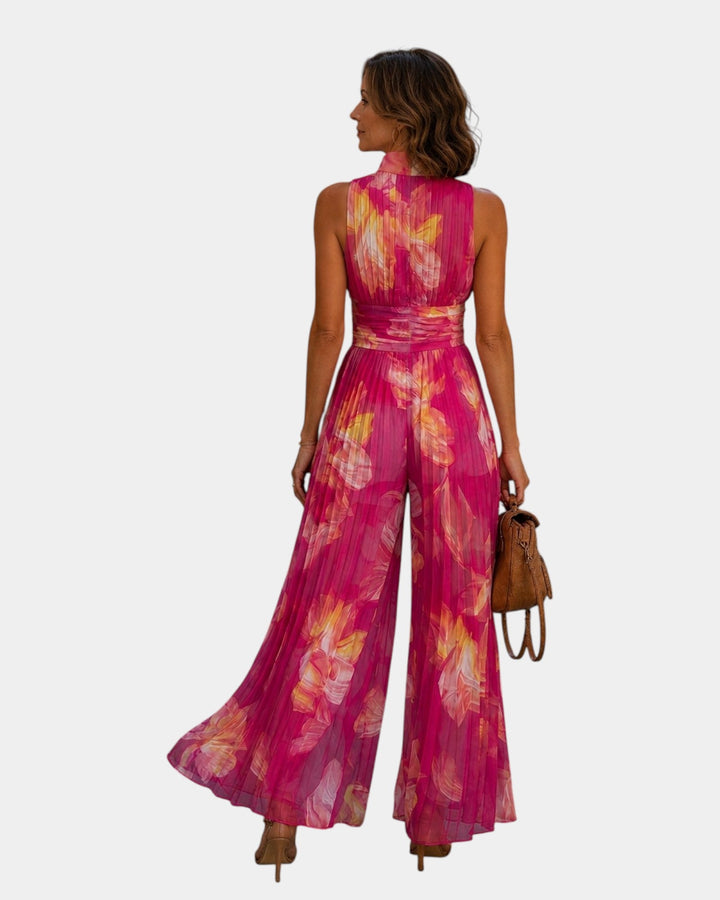 Shana | Combinaison plissée en chiffon floral fuchsia