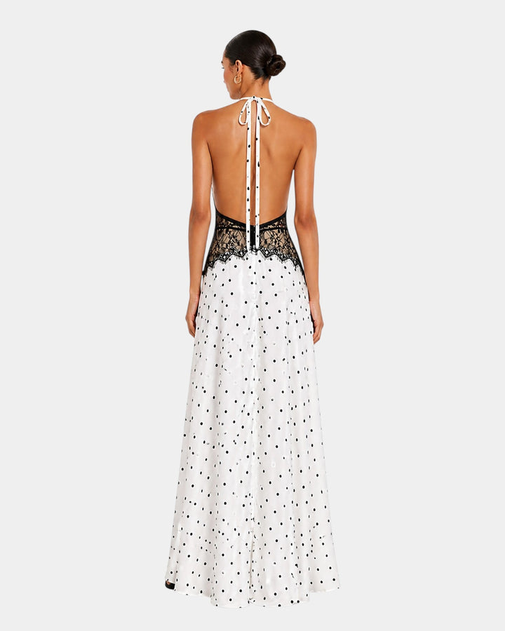 Pomeline | Robe maxi à pois avec dentelle élégante