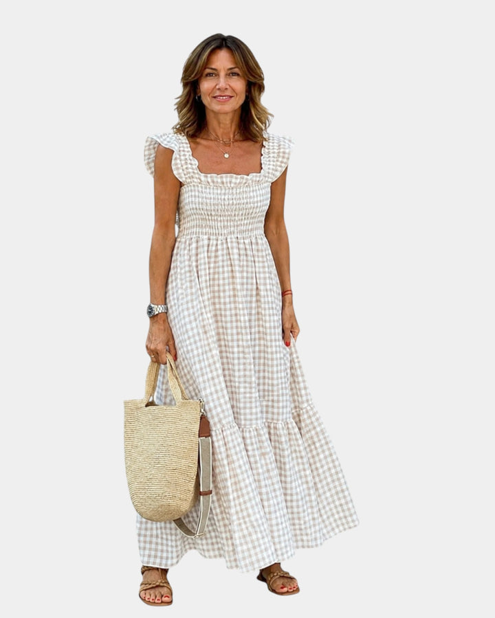 Inaëlle | Robe maxi à carreaux vintage