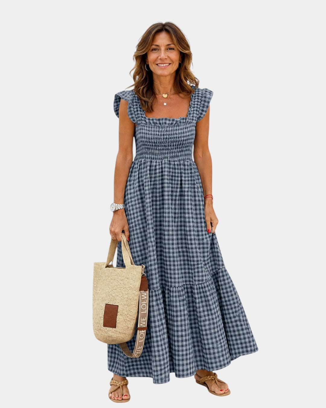 Inaëlle | Robe maxi à carreaux vintage