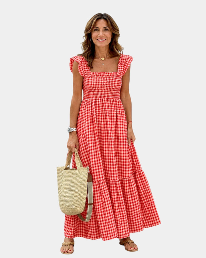 Inaëlle | Robe maxi à carreaux vintage