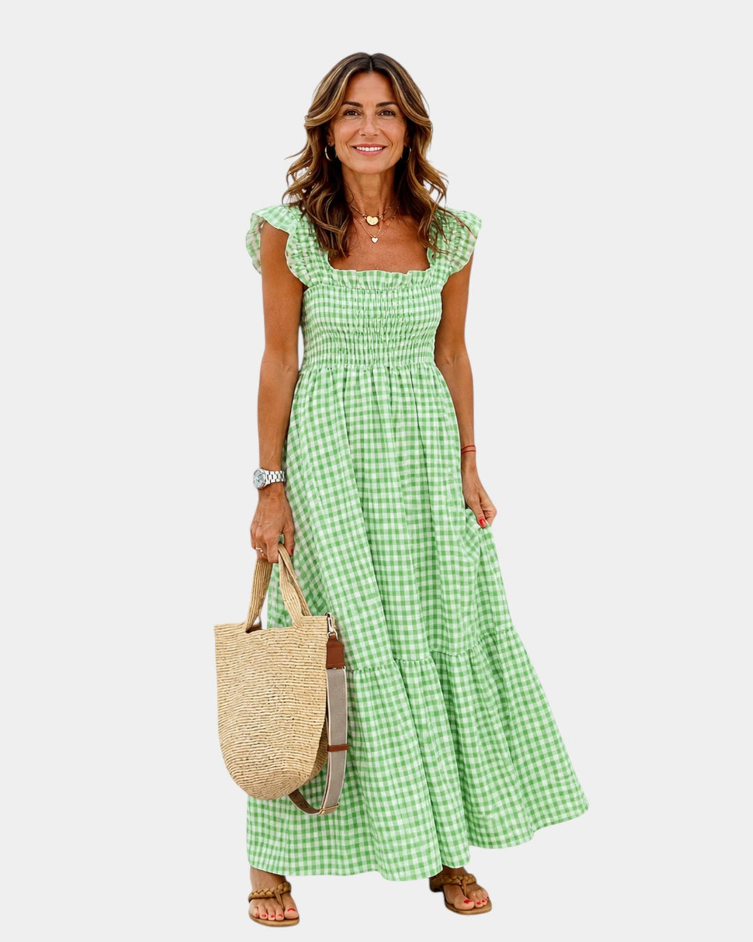 Inaëlle | Robe maxi à carreaux vintage