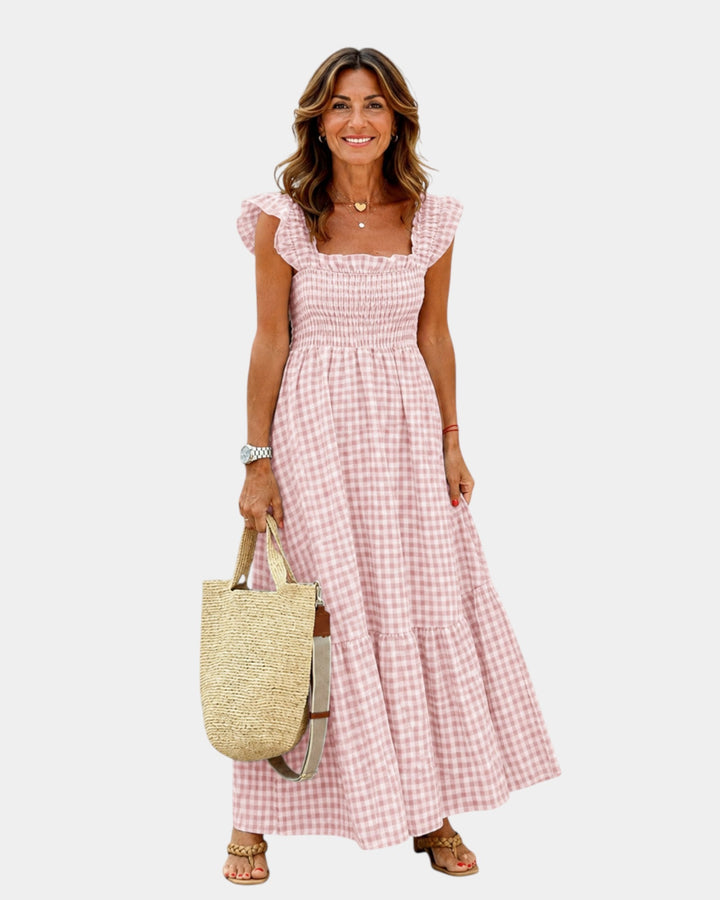 Inaëlle | Robe maxi à carreaux vintage