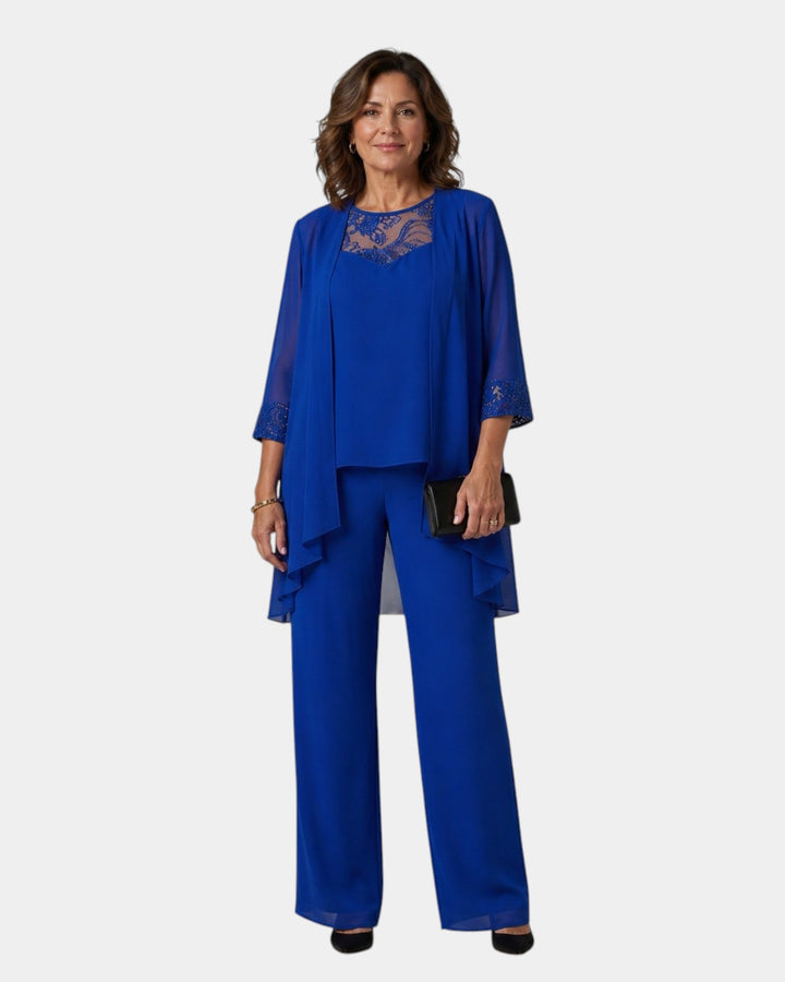 Adalie | Ensemble pantalon, blouse et manteau assortis