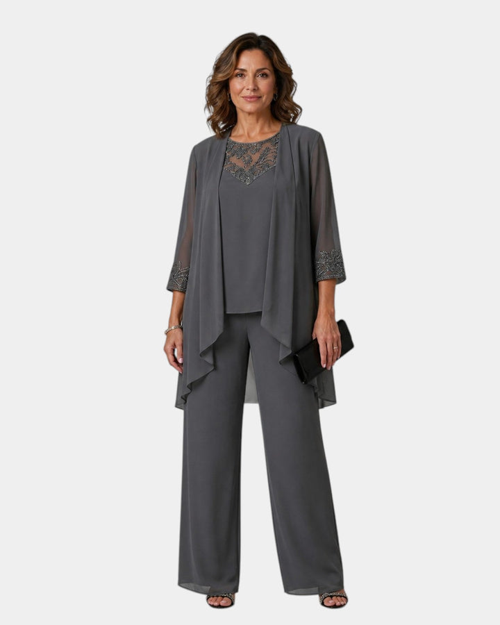 Adalie | Ensemble pantalon, blouse et manteau assortis