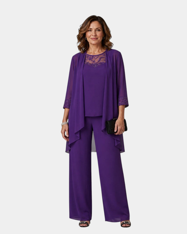 Adalie | Ensemble pantalon, blouse et manteau assortis