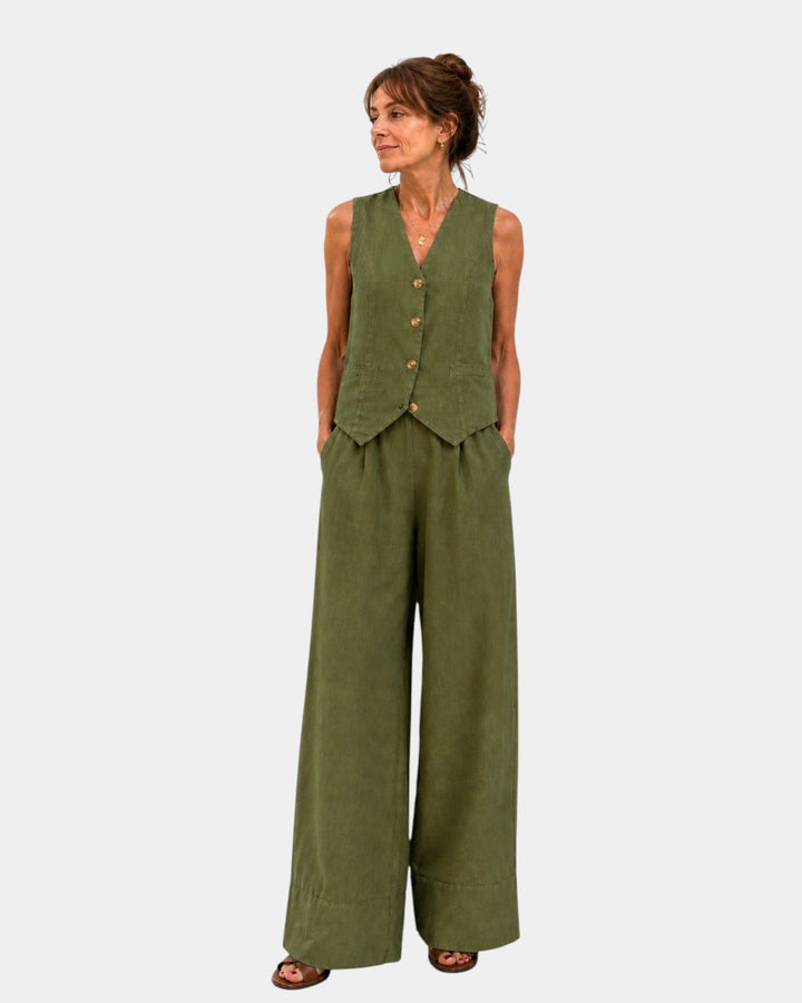 Assia | Ensemble gilet sans manches et pantalon