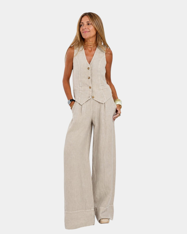 Assia | Ensemble gilet sans manches et pantalon