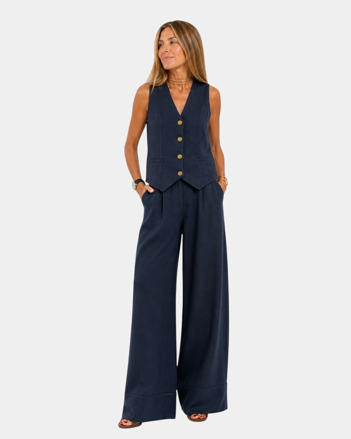 Assia | Ensemble gilet sans manches et pantalon