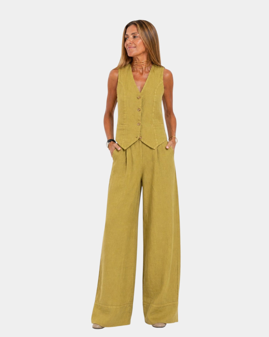 Assia | Ensemble gilet sans manches et pantalon