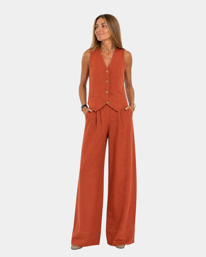 Assia | Ensemble gilet sans manches et pantalon