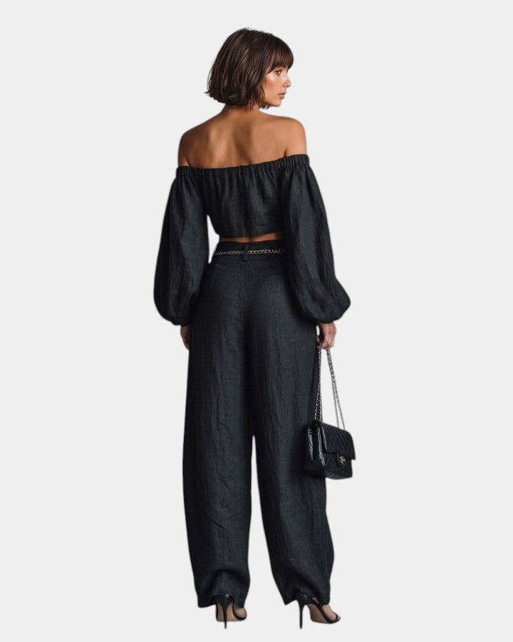 Cíntia | Ensemble à épaules dénudées avec pantalon large