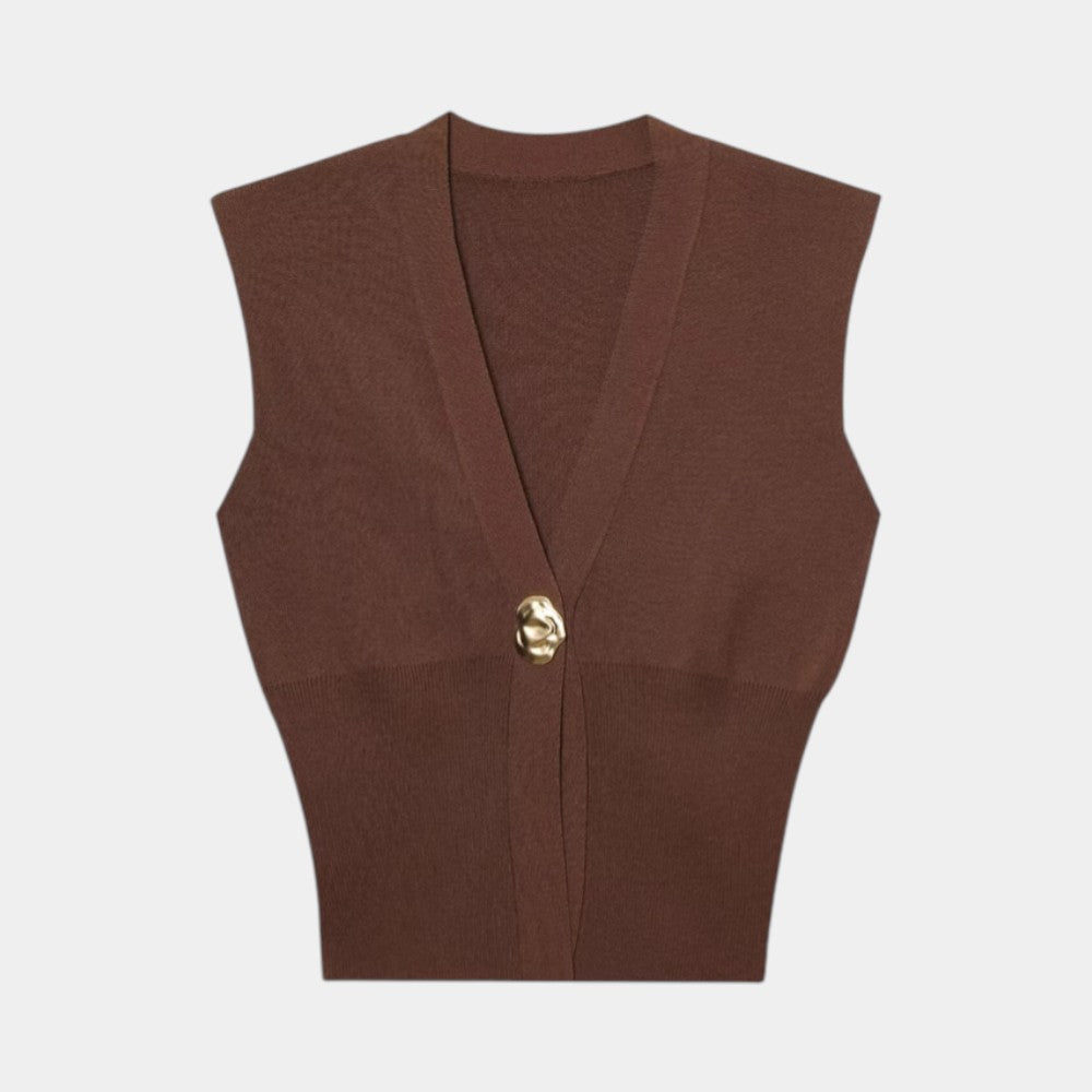 Félicie | Gilet en Tricot Détail Boutonné Col V
