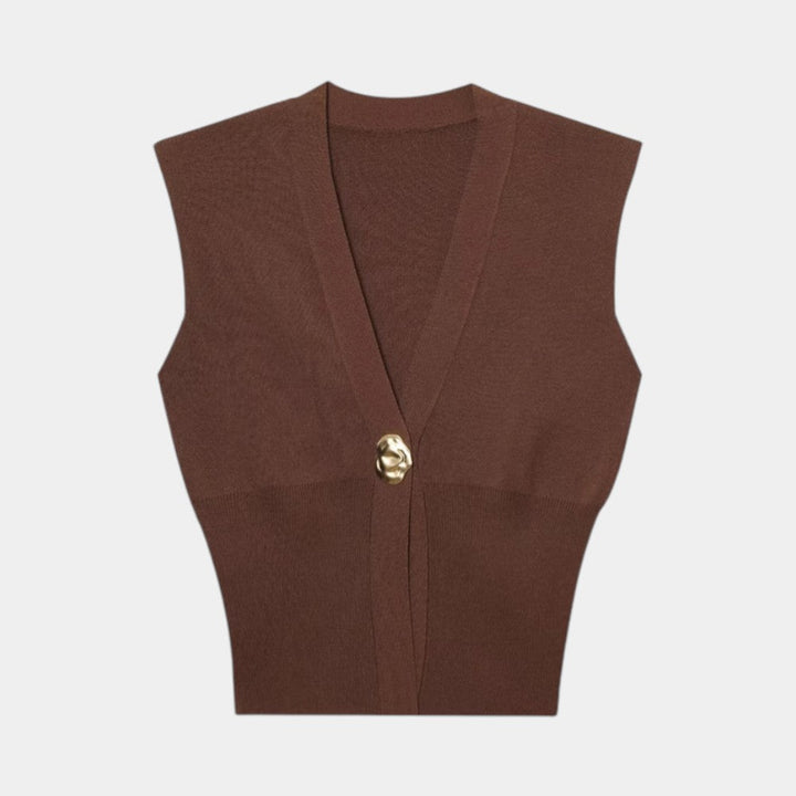 Félicie | Gilet en Tricot Détail Boutonné Col V